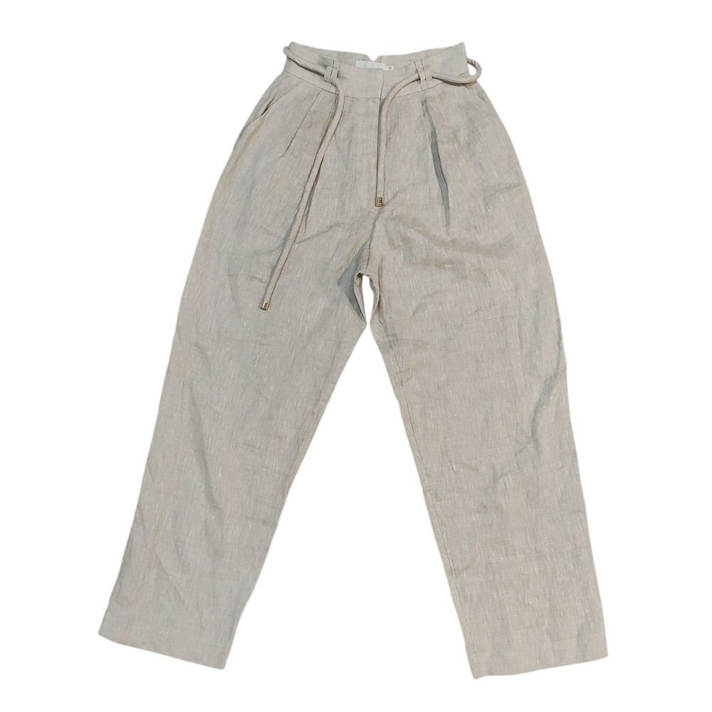 Significant Other 100% Linen Pleated Drawstring Pants Trousers Coastal Size US 2